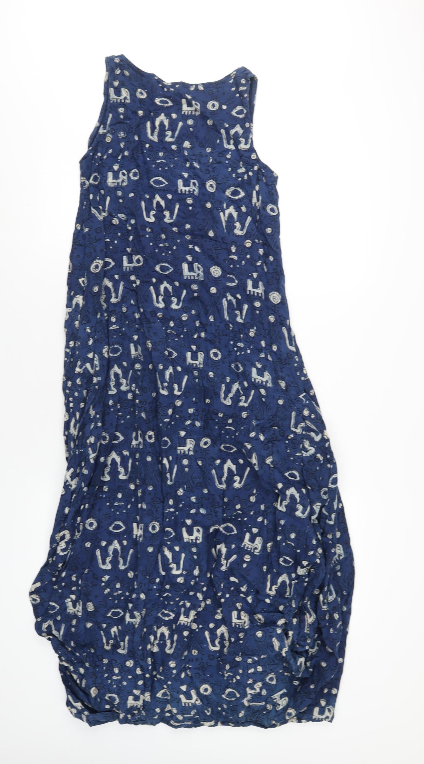 Chim Womens Blue Geometric Cotton Tank Dress Size S Scoop Neck Pullover