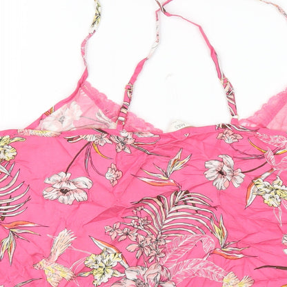 Marks and Spencer Womens Pink Floral Viscose Cami Pyjama Top Size 20