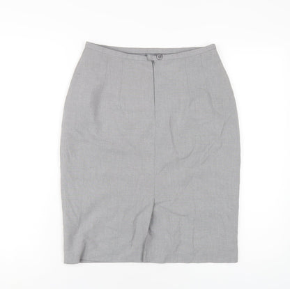 Marks and Spencer Womens Grey Polyester Straight & Pencil Skirt Size 10 Zip