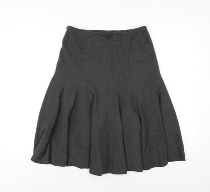 Marks and Spencer Womens Grey Polyester A-Line Skirt Size 8 Zip