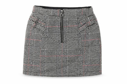 Topshop Womens Black Plaid Acrylic Mini Skirt Size 10 Zip