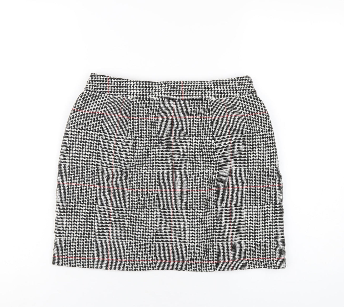 Topshop Womens Black Plaid Acrylic Mini Skirt Size 10 Zip