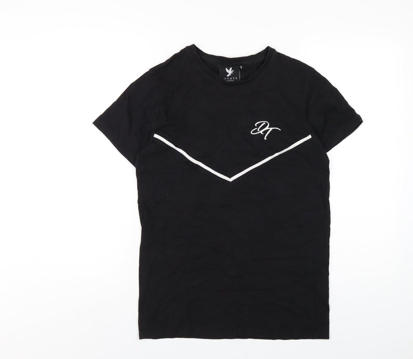 Devote Mens Black Cotton T-Shirt Size S Round Neck