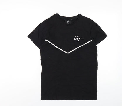 Devote Mens Black Cotton T-Shirt Size S Round Neck