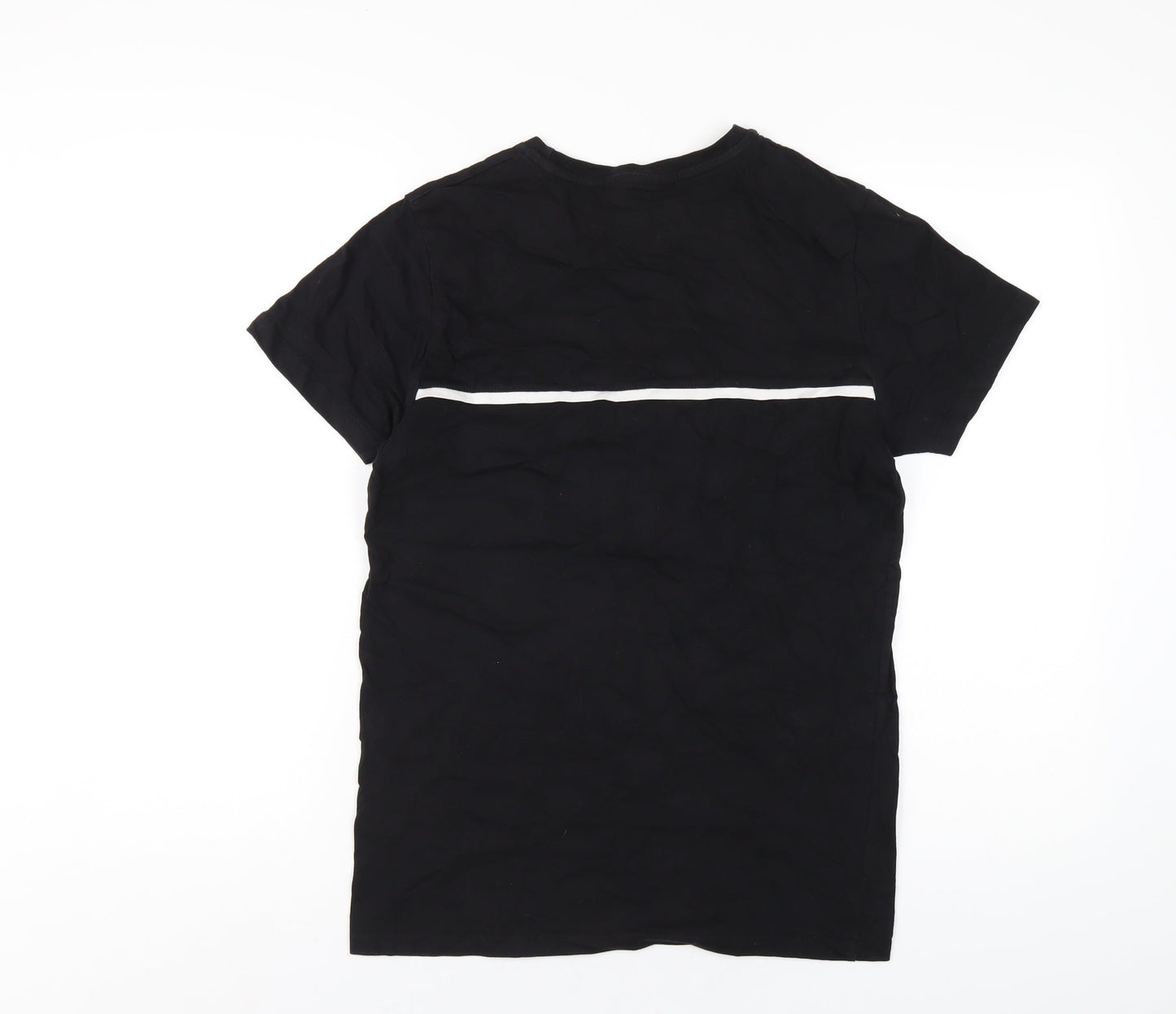 Devote Mens Black Cotton T-Shirt Size S Round Neck