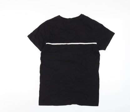 Devote Mens Black Cotton T-Shirt Size S Round Neck