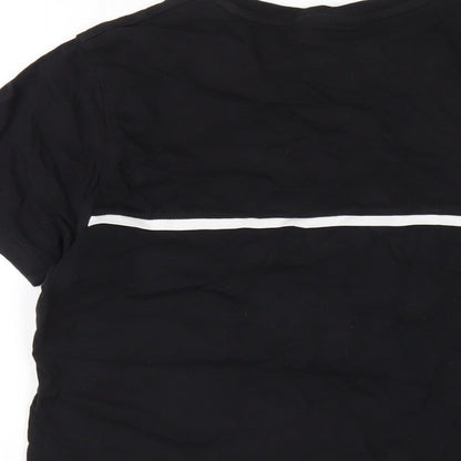 Devote Mens Black Cotton T-Shirt Size S Round Neck