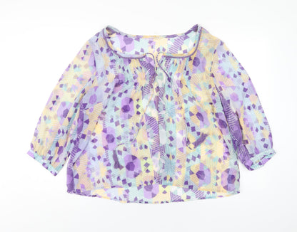 Womens UK Size 18 Indigo Multicoloured Basic Blouse