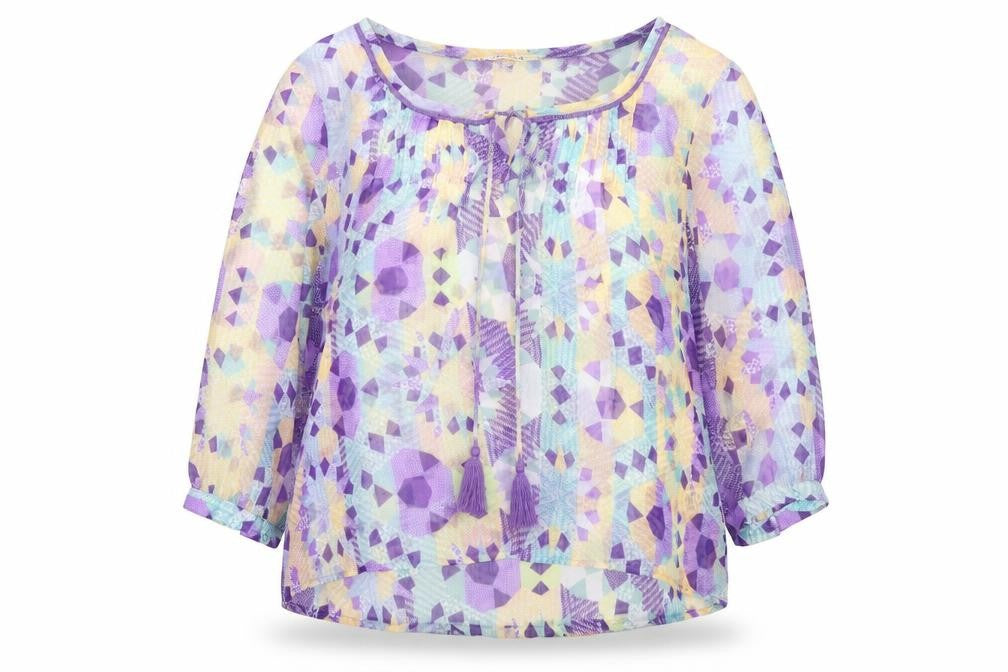 Womens UK Size 18 Indigo Multicoloured Basic Blouse
