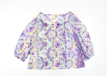 Womens UK Size 18 Indigo Multicoloured Basic Blouse
