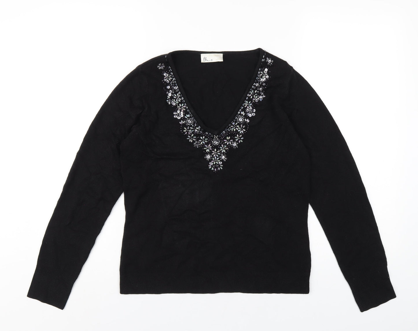 Womens UK Size 12 BHS Black Basic T-Shirt