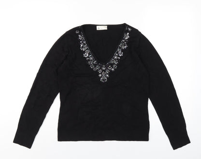 Womens UK Size 12 BHS Black Basic T-Shirt