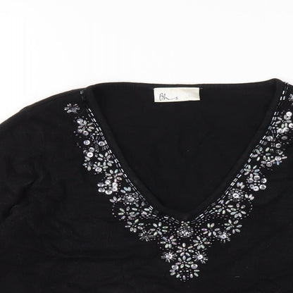 Womens UK Size 12 BHS Black Basic T-Shirt