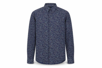 Next Mens Blue Geometric Cotton Button-Up Size M Collared Button