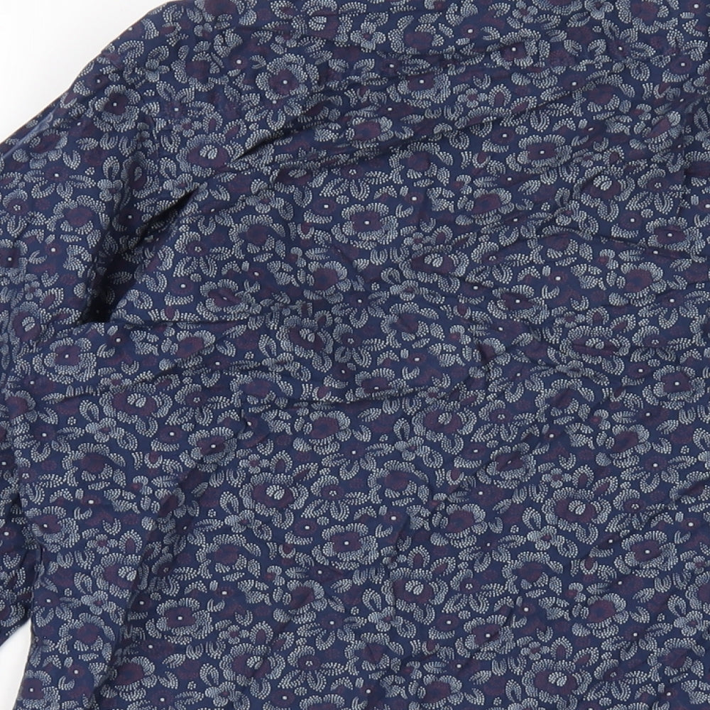 NEXT Mens Blue Geometric Cotton Button-Up Size M Collared Button