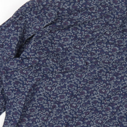 NEXT Mens Blue Geometric Cotton Button-Up Size M Collared Button
