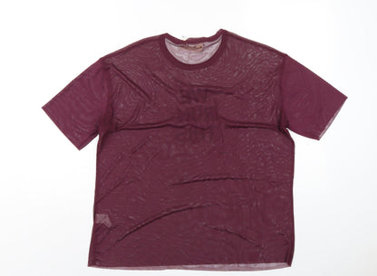 Garage Womens Purple Polyester Basic T-Shirt Size M Round Neck