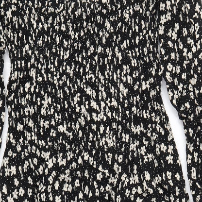 H&M Womens Black Floral Viscose A-Line Size S Square Neck Pullover
