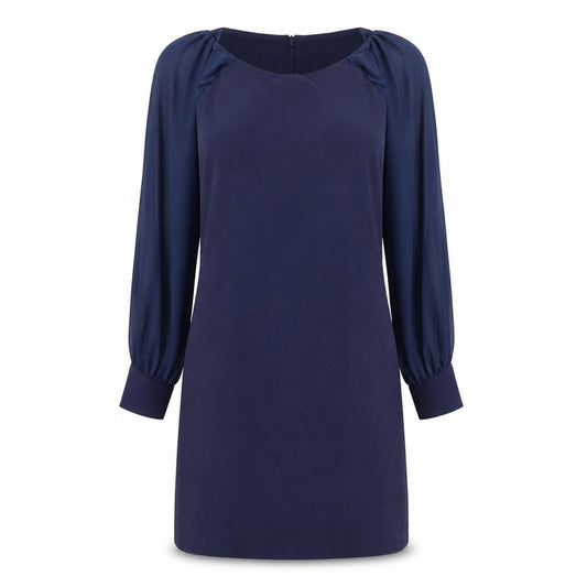 NEXT Womens Blue Polyester A-Line Size 10 Round Neck Button