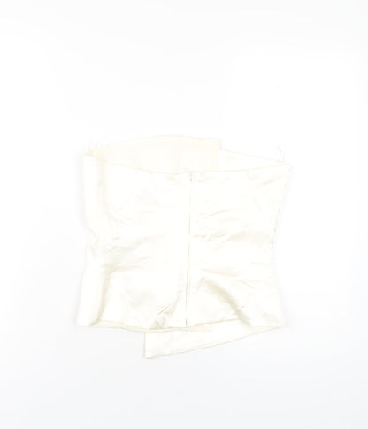 Womens UK Size S Zara Ivory Basic T-Shirt