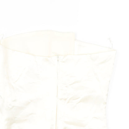 Womens UK Size S Zara Ivory Basic T-Shirt