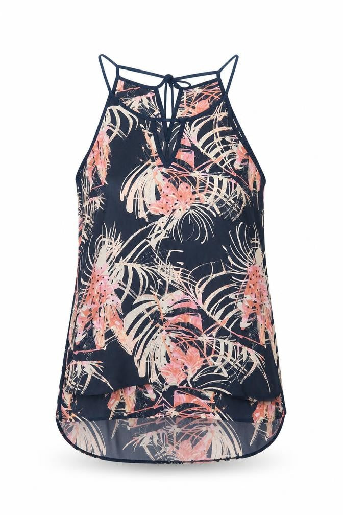 Next Womens Blue Floral Polyester Basic T-Shirt Size 12 Round Neck