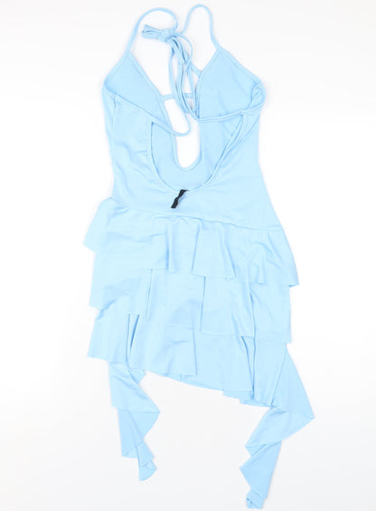 As You Womens Blue Polyester Bodycon Size 10 V-Neck Pullover