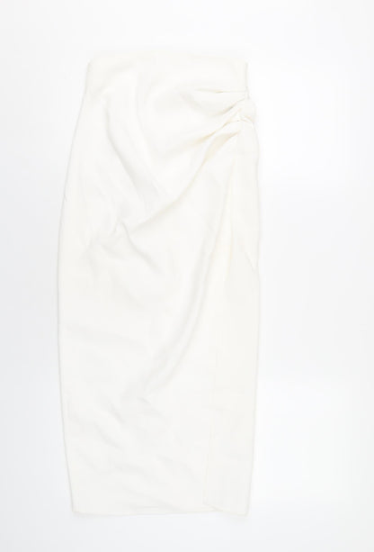 Zara Womens White Polyester A-Line Skirt Size XS Zip