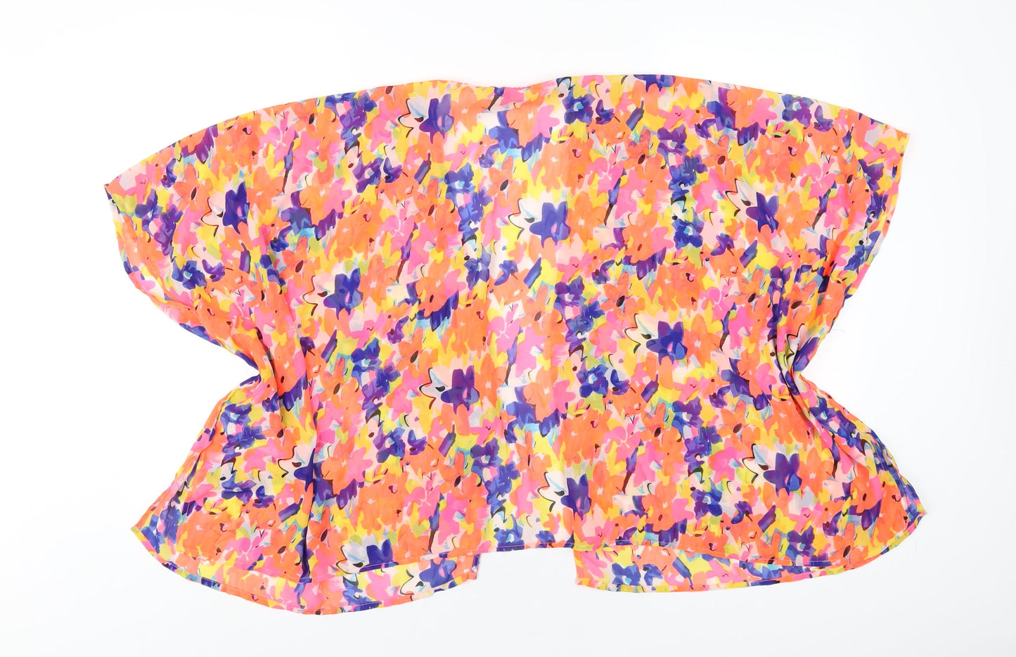 New Look Girls Multicoloured Geometric Polyester Kimono Casual Size M V-Neck