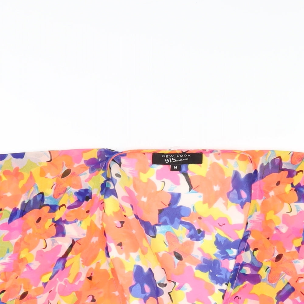 New Look Girls Multicoloured Geometric Polyester Kimono Casual Size M V-Neck