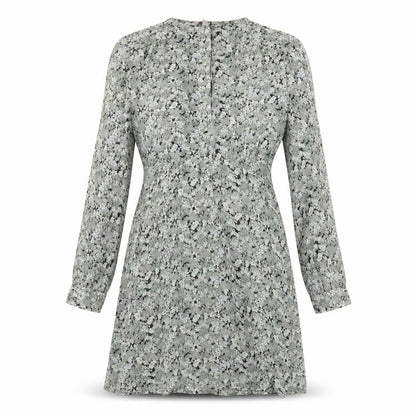 H&M Womens Green Floral Polyester A-Line Size S Round Neck Button