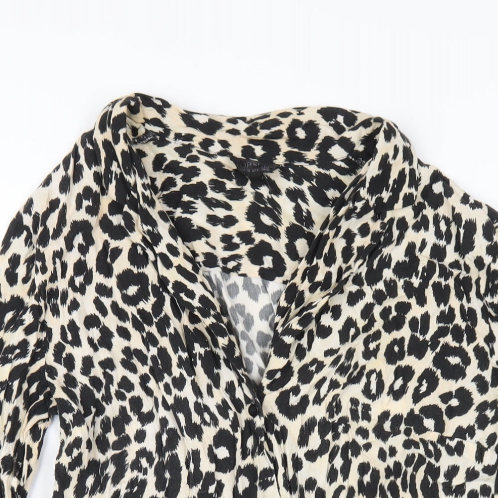 Womens UK Size 10 Topshop Beige Basic Button-Up