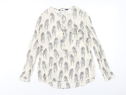 Womens UK Size S Zara Ivory Basic Button-Up