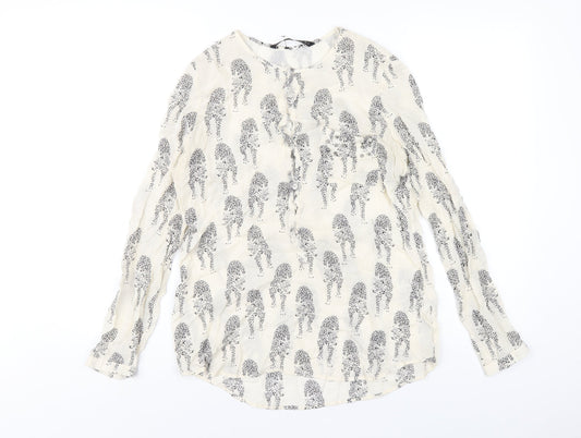 Womens UK Size S Zara Ivory Basic Button-Up