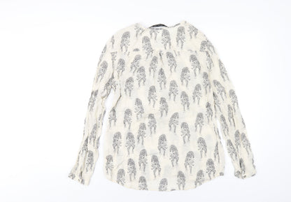 Womens UK Size S Zara Ivory Basic Button-Up