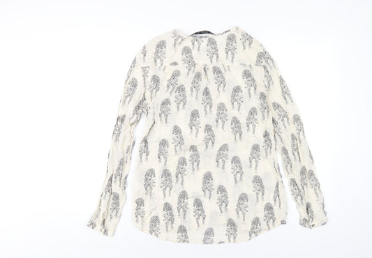 Womens UK Size S Zara Ivory Basic Button-Up