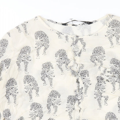 Womens UK Size S Zara Ivory Basic Button-Up
