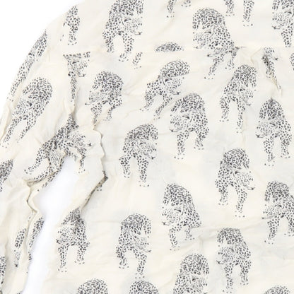 Womens UK Size S Zara Ivory Basic Button-Up