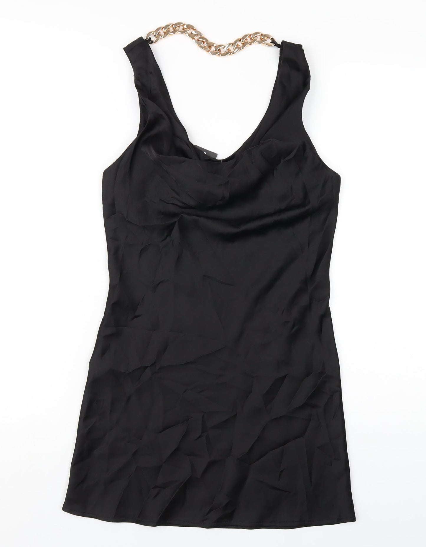 Boohoo Womens Black Polyester Mini Size 4 Cowl Neck Pullover