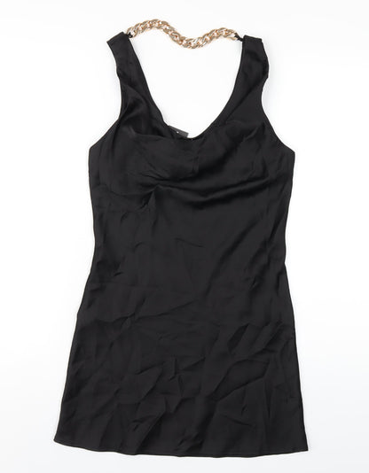 Boohoo Womens Black Polyester Mini Size 4 Cowl Neck Pullover