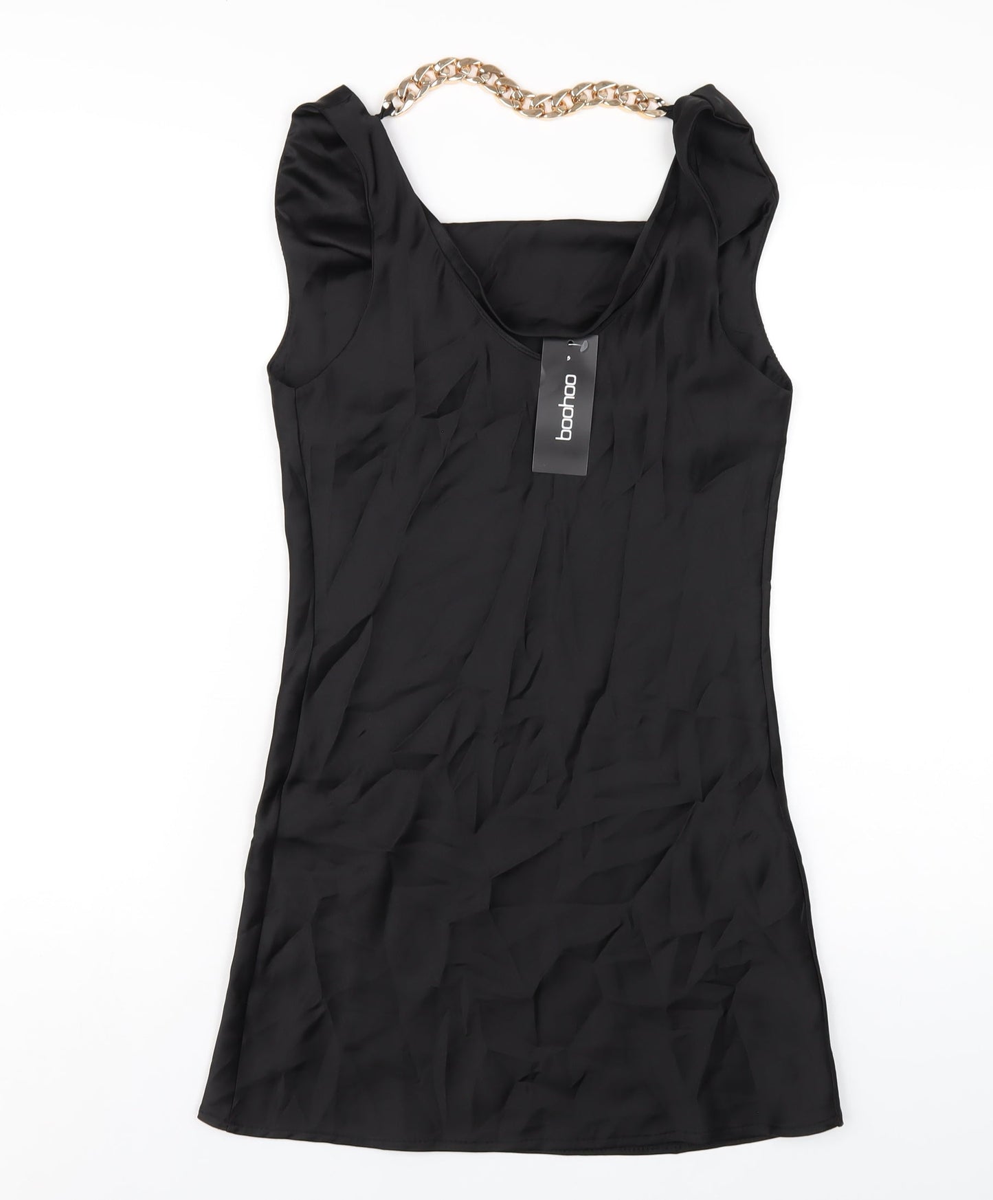 Boohoo Womens Black Polyester Mini Size 4 Cowl Neck Pullover