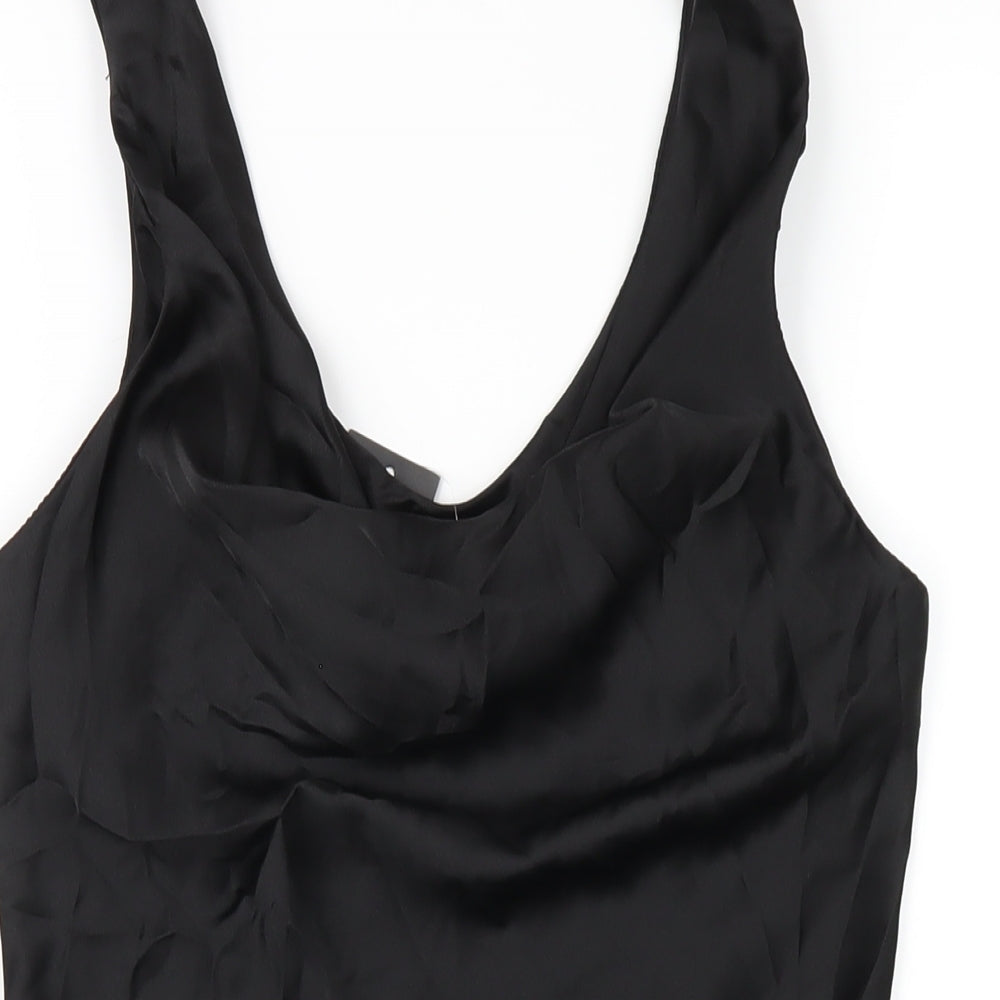 Boohoo Womens Black Polyester Mini Size 4 Cowl Neck Pullover