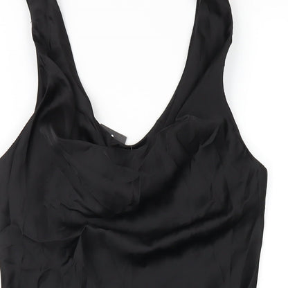 Boohoo Womens Black Polyester Mini Size 4 Cowl Neck Pullover