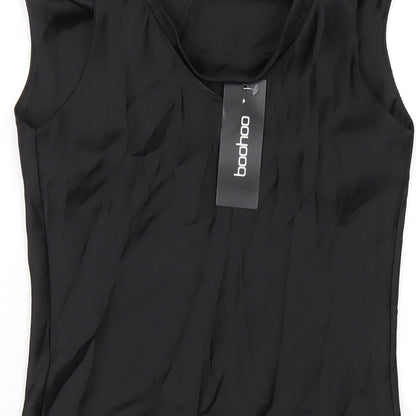 Boohoo Womens Black Polyester Mini Size 4 Cowl Neck Pullover