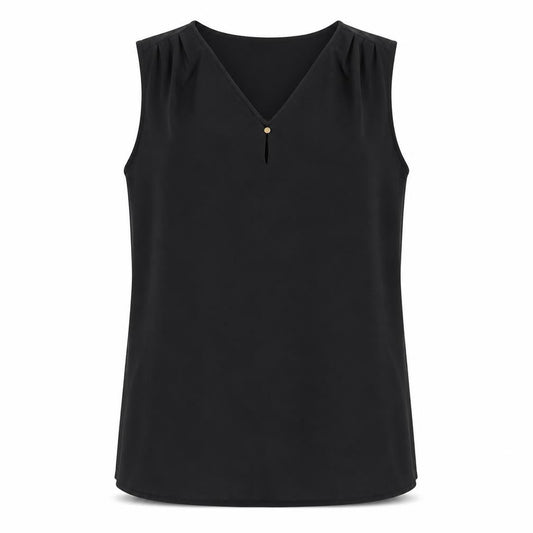 Marks & Spencer Womens Black Polyester Basic Tank Size 14 V-Neck