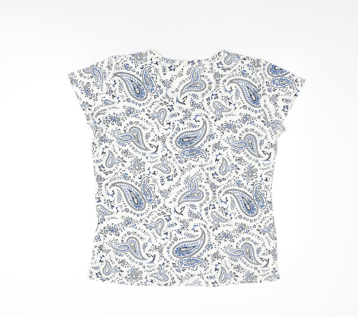 Radaus Womens White Paisley Polyester Basic T-Shirt Size 2XL Round Neck