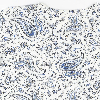 Radaus Womens White Paisley Polyester Basic T-Shirt Size 2XL Round Neck