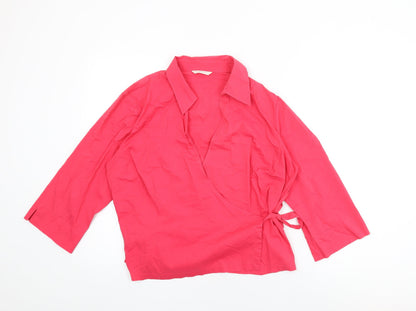 Womens UK Size 18 Marks and Spencer Pink Wrap T-Shirt