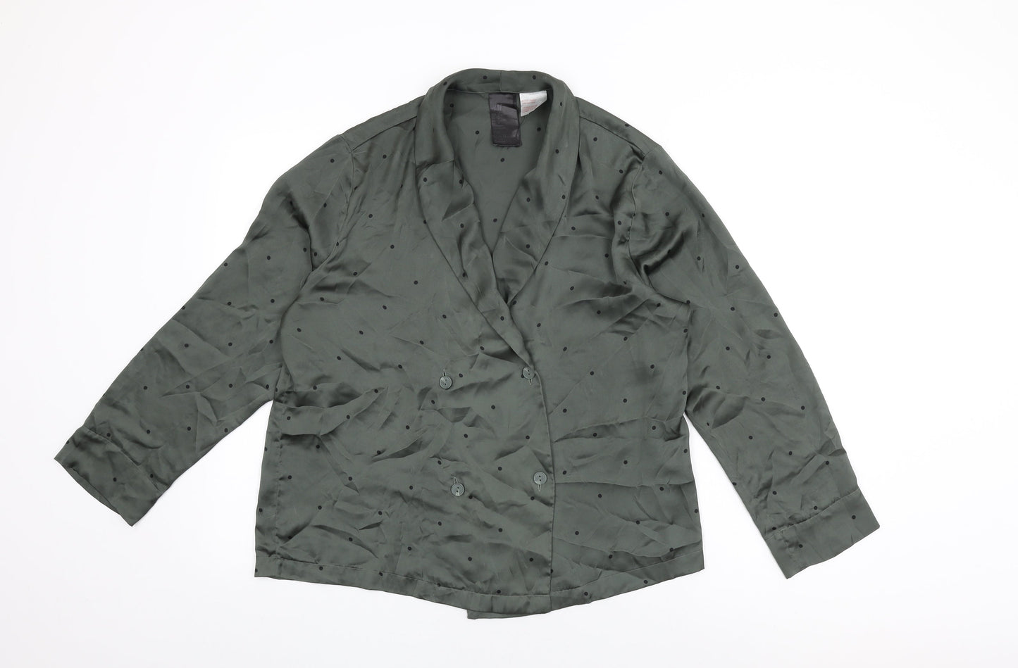 Womens UK Size M H&M Green Basic Button-Up