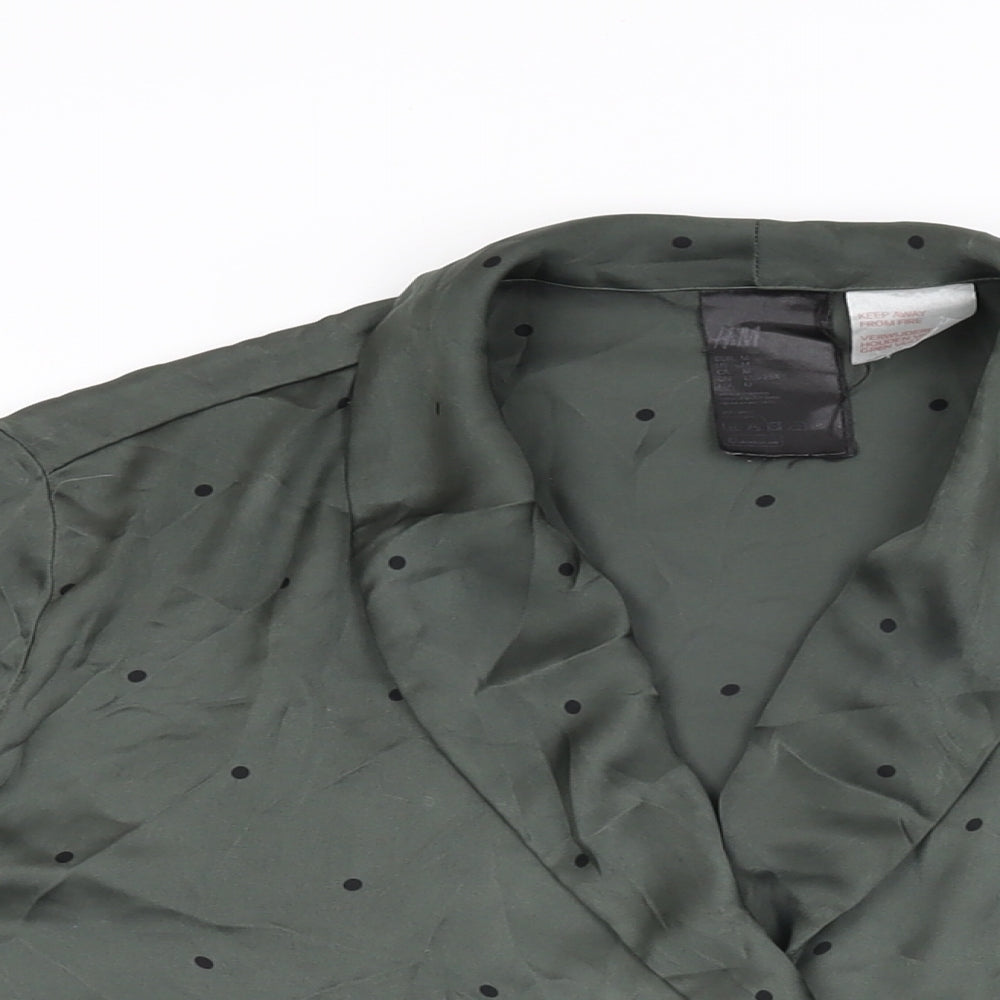 Womens UK Size M H&M Green Basic Button-Up